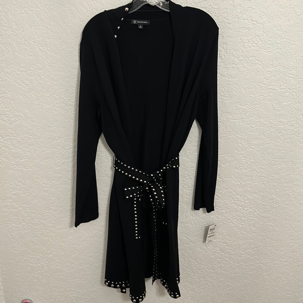 Maxi black sweater with silver like studs.